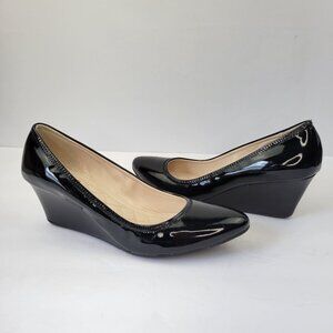 Cole Haan Emory Luxe Wedge Pumps Black Patent Size 7B